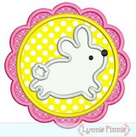 Scalloped Easter Bunny Patch Applique 4x4 5x7 6x10
