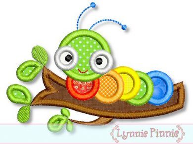 Colorful Caterpillar Applique 4x4 5x7