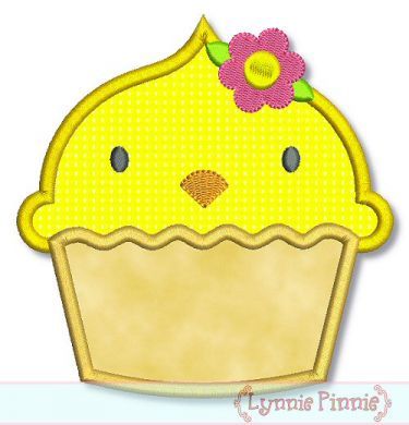 Easter Chick Cupcake Applique 4x4 5x7 6x10