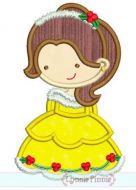 Christmas Princess Applique 1 4x4 5x7 6x10 SVG