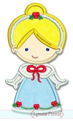 Christmas Princess Applique 2 4x4 5x7 6x10 SVG