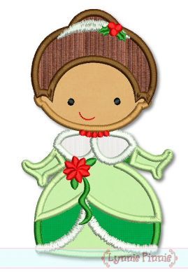 Christmas Princess Applique 4 4x4 5x7 6x10 SVG