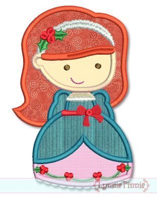 Christmas Princess Applique 5 4x4 5x7 6x10 SVG