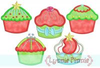 Christmas Cupcakes Applique Set 4x4 5x7