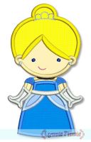 Cutie Princess as Cinderella Applique 4x4 5x7 6x10