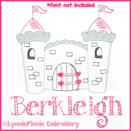 Pretty Princess Castle Colorwork Sketch Embroidery Design 4x4 5x7 6x10