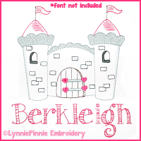 Pretty Princess Castle Colorwork Sketch Embroidery Design 4x4 5x7 6x10