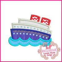 Cruise Ship Applique 4x4 5x7 6x10 SVG