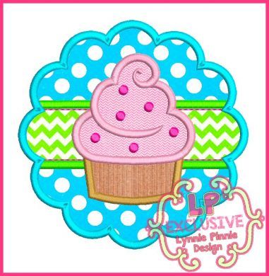 Cupcake Scallop Applique 4x4 5x7 6x10 7x11 SVG