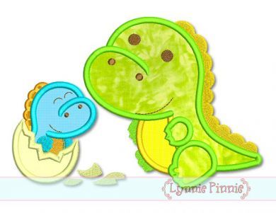 Dinosaur Siblings Boy Applique 4x4 5x7 6x10 SVG