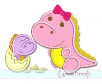 Dinosaur Siblings Girl Applique 4x4 5x7 6x10 SVG