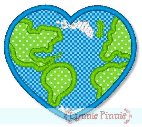 Heart-Shaped Earth Applique 4x4 5x7