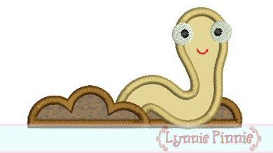 Earthworm Applique 4x4 5x7