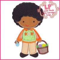 Easter Boy with Curly Hair Applique 4x4 5x7 6x10