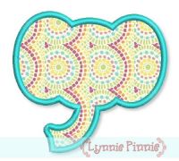 Simple Elephant Head Applique 4x4 5x7 6x10