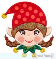 Christmas Elf Girl Applique 4x4 5x7 6x10 7x11