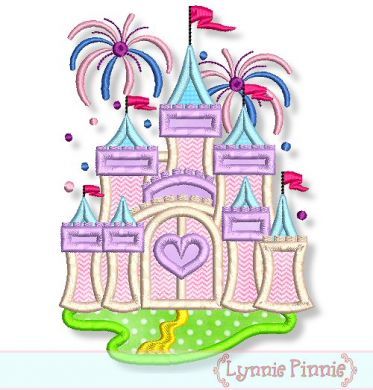 Fancy Castle with Fireworks Applique 5x7 6x10 7x11