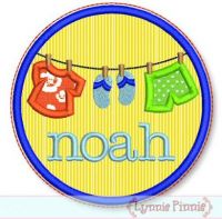 Circle Summer Clothesline Applique 4x4 5x7 6x10 7x11