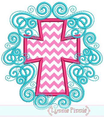 Flourish Cross Applique 4x4 5x7 6x10 7x11 SVG