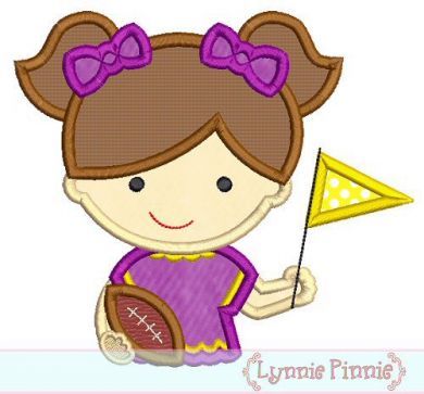 Girl Football Fan Applique 4x4 5x7 6x10 7x11