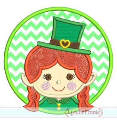 Leprechaun Girl Circle Patch Applique 4x4 5x7 6x10 7x11 SVG