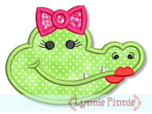 Girl Alligator Head Applique 4x4 5x7