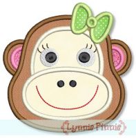 Girl Monkey Face Applique 4x4 5x7 6x10