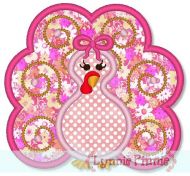 Swirly Girly Turkey Applique 4x4 5x7 6x10