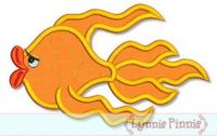 Swirly Girly Goldfish Applique 4x4 5x7 6x10