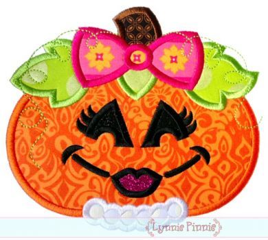 Girly Pumpkin Applique 4x4 5x7 6x10 7x11 SVG