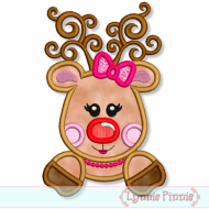 Girly Reindeer Applique 4x4 5x7 6x10 7x11