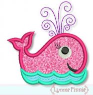 Swirly Girly Whale Applique 4x4 5x7 6x10