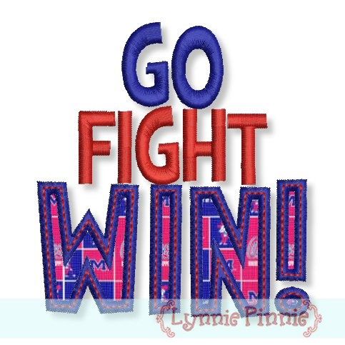 GO FIGHT WIN Applique 4x4 5x7 6x10