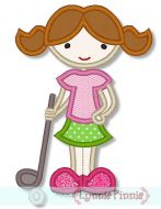 Little Golfer Girl Applique 4x4 5x7 6x10