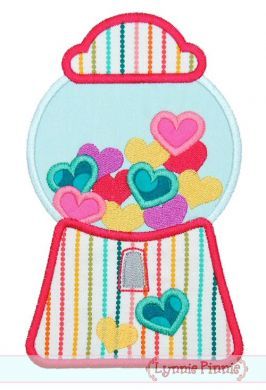 Hearts Gumball Machine Applique 4x4 5x7 SVG