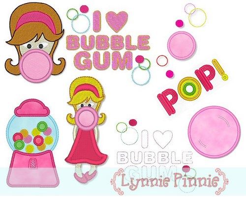 Applique Bubblegum Fun Set 4x4 & 5x7