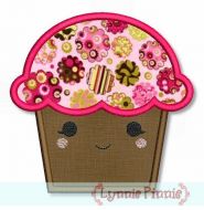 Happy Kawaii Cupcake Applique 4x4 5x7 6x10