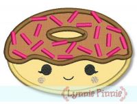 Happy Kawaii Donut Applique 4x4 5x7