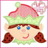 Happy Elf Girl Applique 4x4 5x7 6x10 7x11 SVG