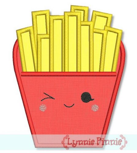 Happy Kawaii French Fries Applique 4x4 5x7