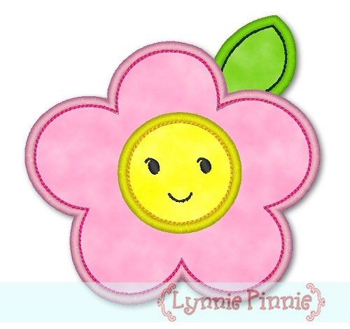 Applique Happy Flower 4x4 & 5x7