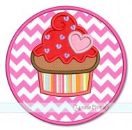 Heart Cupcake Circle Frame Applique 4x4 5x7 6x10 7x11 SVG