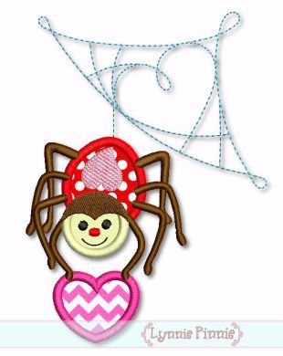 Heart Spider Applique 4x4 5x7 6x10 SVG