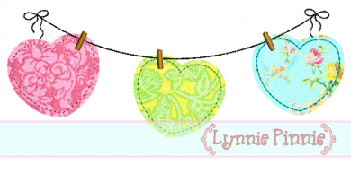 Simple Hearts on a Clothesline 4x4 5x7 6x10 7x11 SVG