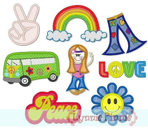 Applique Hippie Love Set 4x4 & 5x7