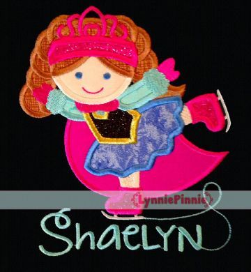 Ice Skate Princess 1 Applique 4x4 5x7 6x10 7x11 SVG