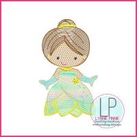 Green Princess (optional mylar) ColorWork Sketch Machine Embroidery Design File 4x4 5x7