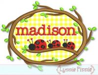 Ladybugs on a Branch Applique Monogram Name Frame 4x4 5x7 6x10 7x11