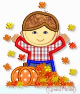 Fall Leaves Boy Applique 4x4 5x7 6x10 7x11