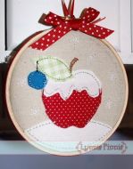 Winter Apple Applique for Little Hoops 4x4 5x7